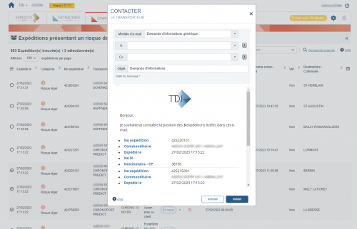 6_Contacter le transporteur - via modèle